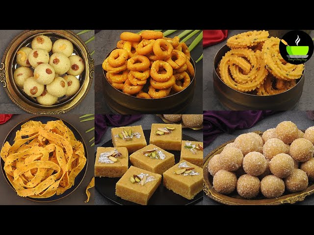 6 Diwali Recipes | Easy Diwali Sweets Recipe | Diwali Snacks Recipe | Easy Sweets & Snacks Recipes background
