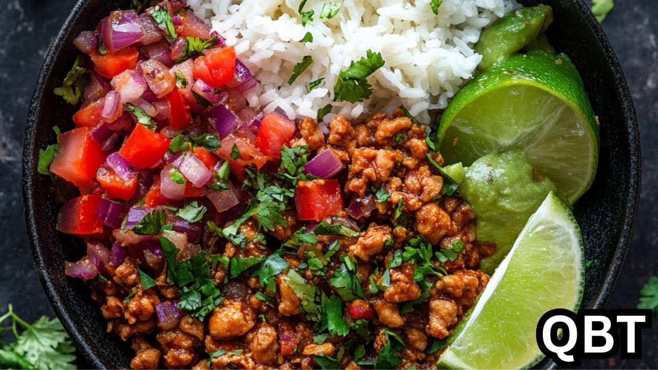 Sticky Garlic Ground Chicken Bowl Recipe | Quick 30-Minute Meals background