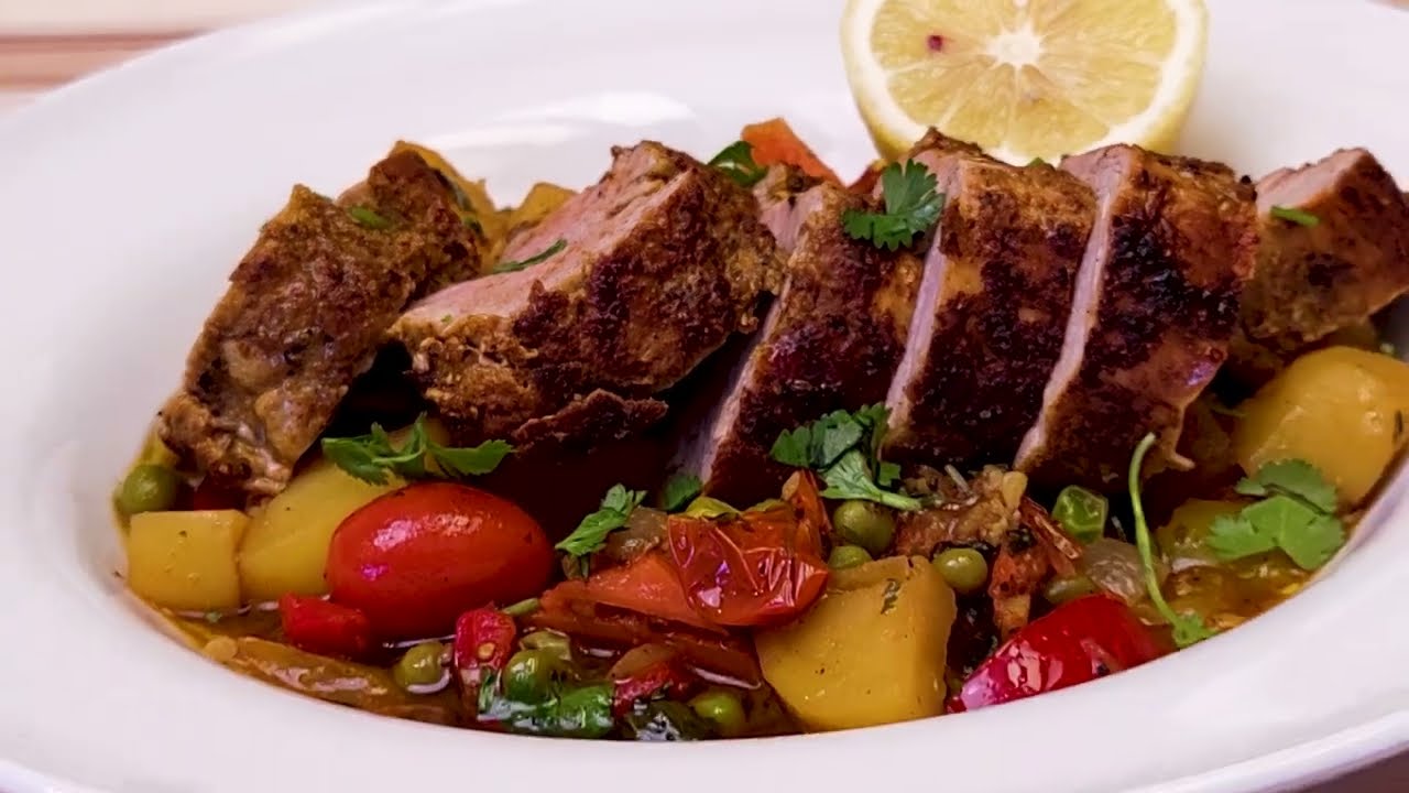 This Spice Rub Roasted Pork Tenderloin, and Potatoes is so Juicy and Tasty | Chef D Wainaina background