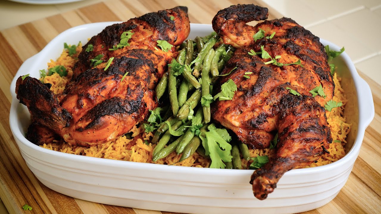 Make this Roasted Chicken with Delicious Marinade and Spiced Basmati Rice | Roasted Chicken Mandi backdrop