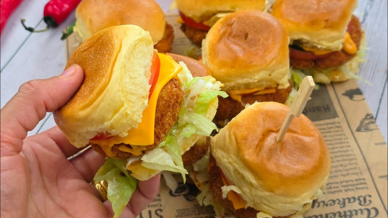 Crispy Chicken Burger, Mini Chicken Burger,Kids special Recipes By Recipes Of The World background