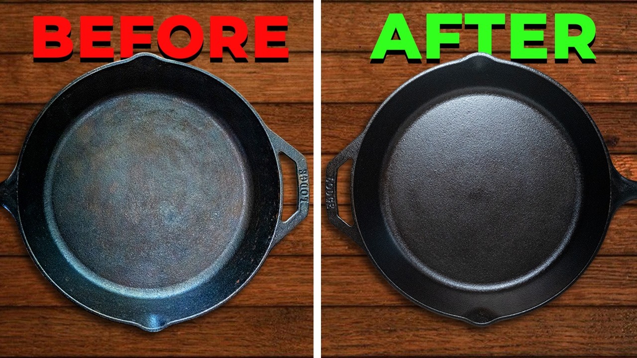 Cast Iron Skillet Restoration | Clean, Season & Make It Nonstick Forever backdrop