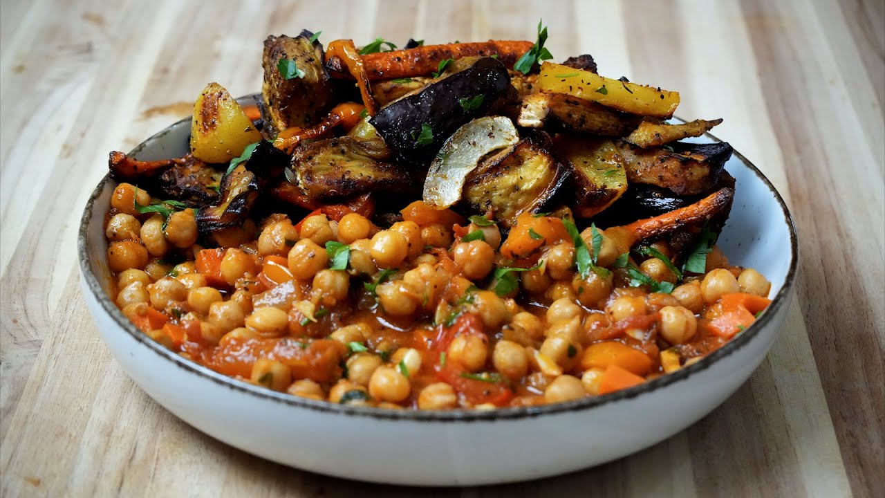 How I made this Eggplant Chickpeas Recipe, so Delicious and Comforting | Vegetarian | Vegan background