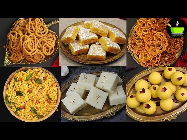 6 Diwali Recipes | Easy Diwali Sweets Recipe | Diwali Snacks Recipe | Deepavali Recipes | Sweets background