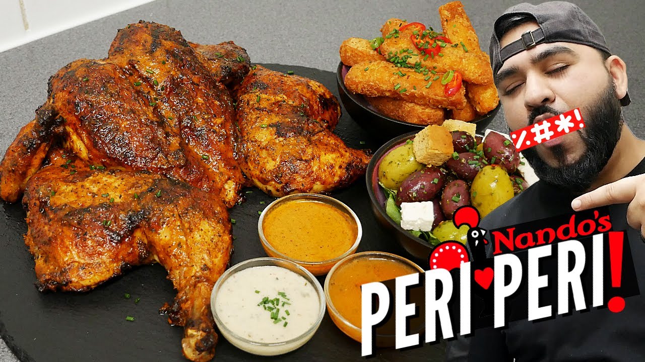 Lemon & Herb Peri Peri Chicken with Halloumi Fries & Olives | Halal Chef's Peri Peri Chicken background