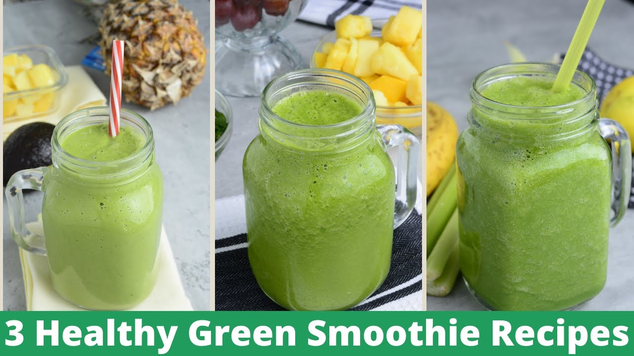 3 Healthy Green Smoothies Recipe | Healthy Breakfast background