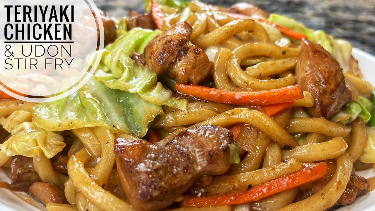 Teriyaki Chicken And Udon Stir Fry | Easy Teriyaki Udon Recipe background