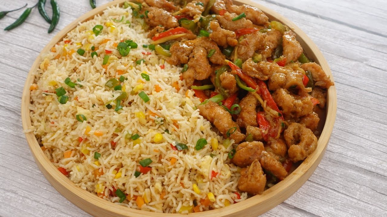 Chicken Chilli Dy With Egg Fried Rice By Recipes of the World background