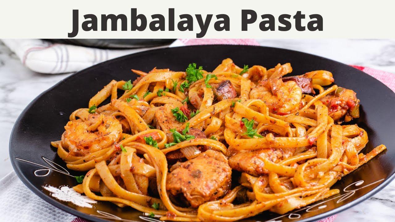 Jambalaya Pasta With Shrimps, Chicken, and Sausage