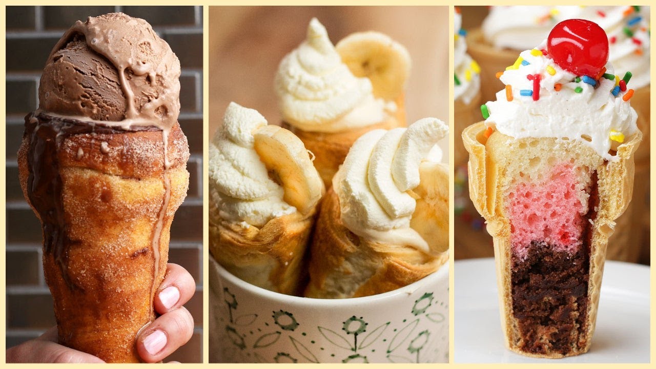 Home-made ice cream cones! background