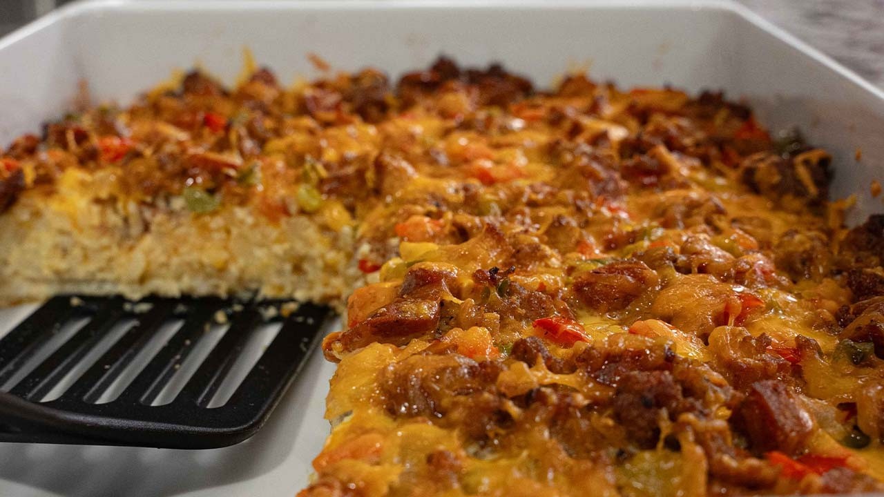 The Ultimate Loaded Breakfast Casserole background