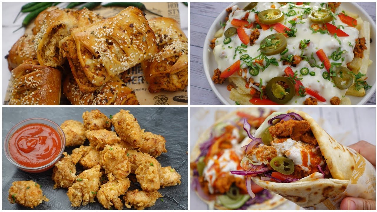 4 Best Iftar Special Recipes,Chicken (Shawarma, Popcorn,bread,Loaded fries)By Recipes Of The World background