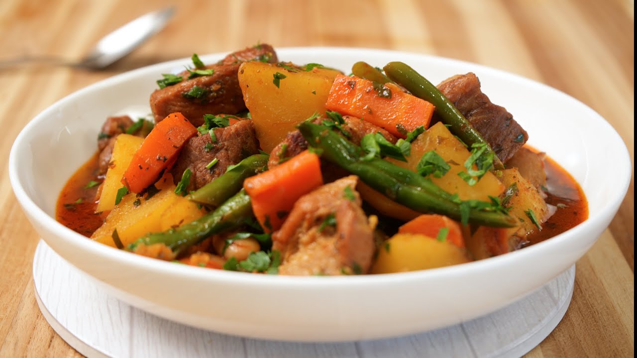 Cook The Best and Easy Pork and Potatoes Stew ( Hearty and Comforting😋 ) | One Pot Pork Stew background