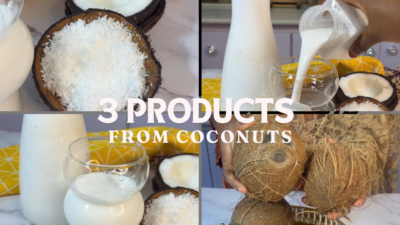 Make 3 Different products from COCONUTS |chef Amors backdrop