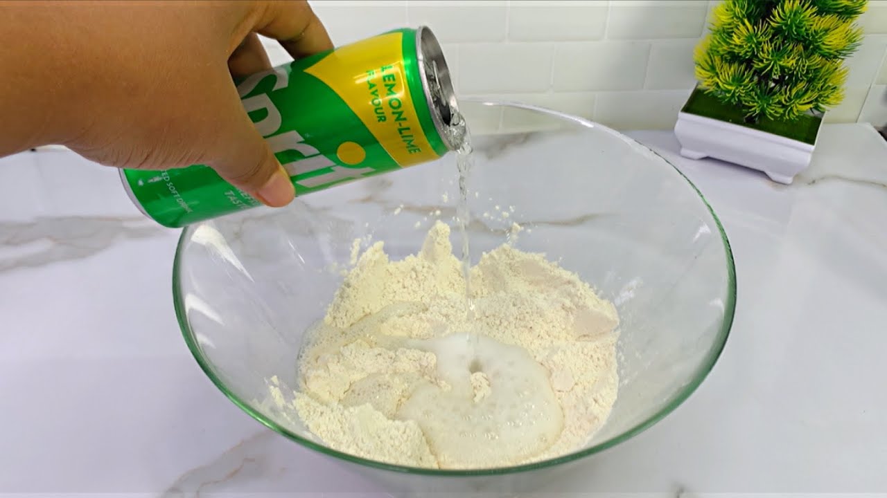 Just add sprite to the flour and the bread is ready. A new recipe for a tasty bread without egg