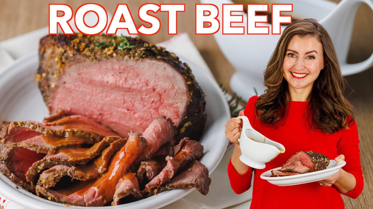 Easy Roast Beef Recipe with Beef Gravy backdrop