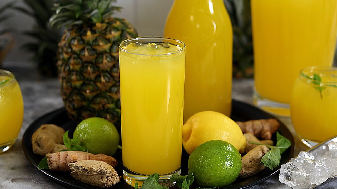 Healthy and Refreshing Pineapple and Ginger Drink - Pineapple Ginger Juice background
