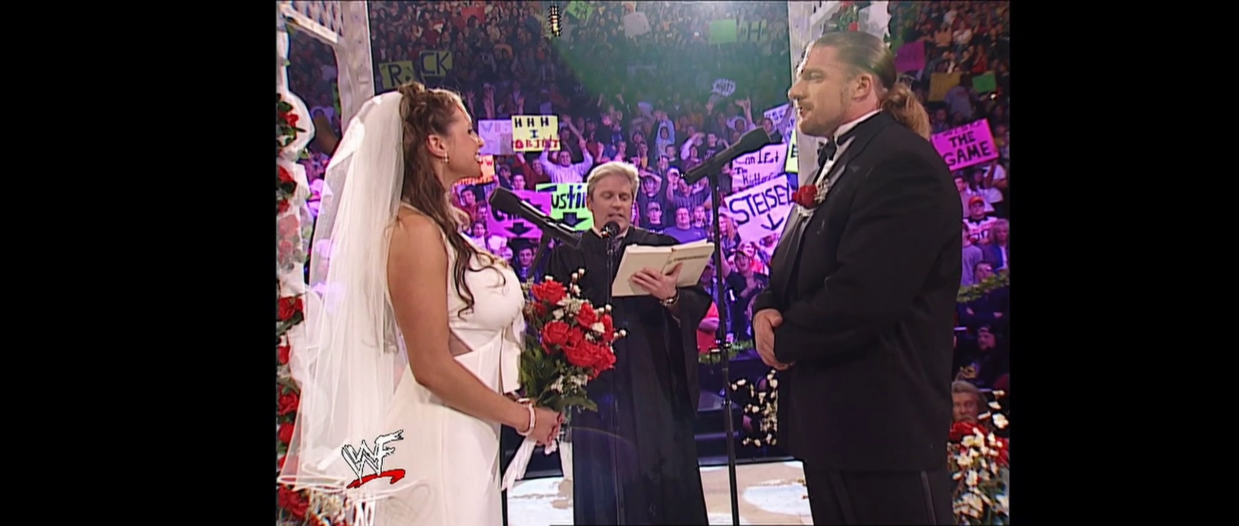 Triple H and Stephanie Mcmahon backstage wedding segments background
