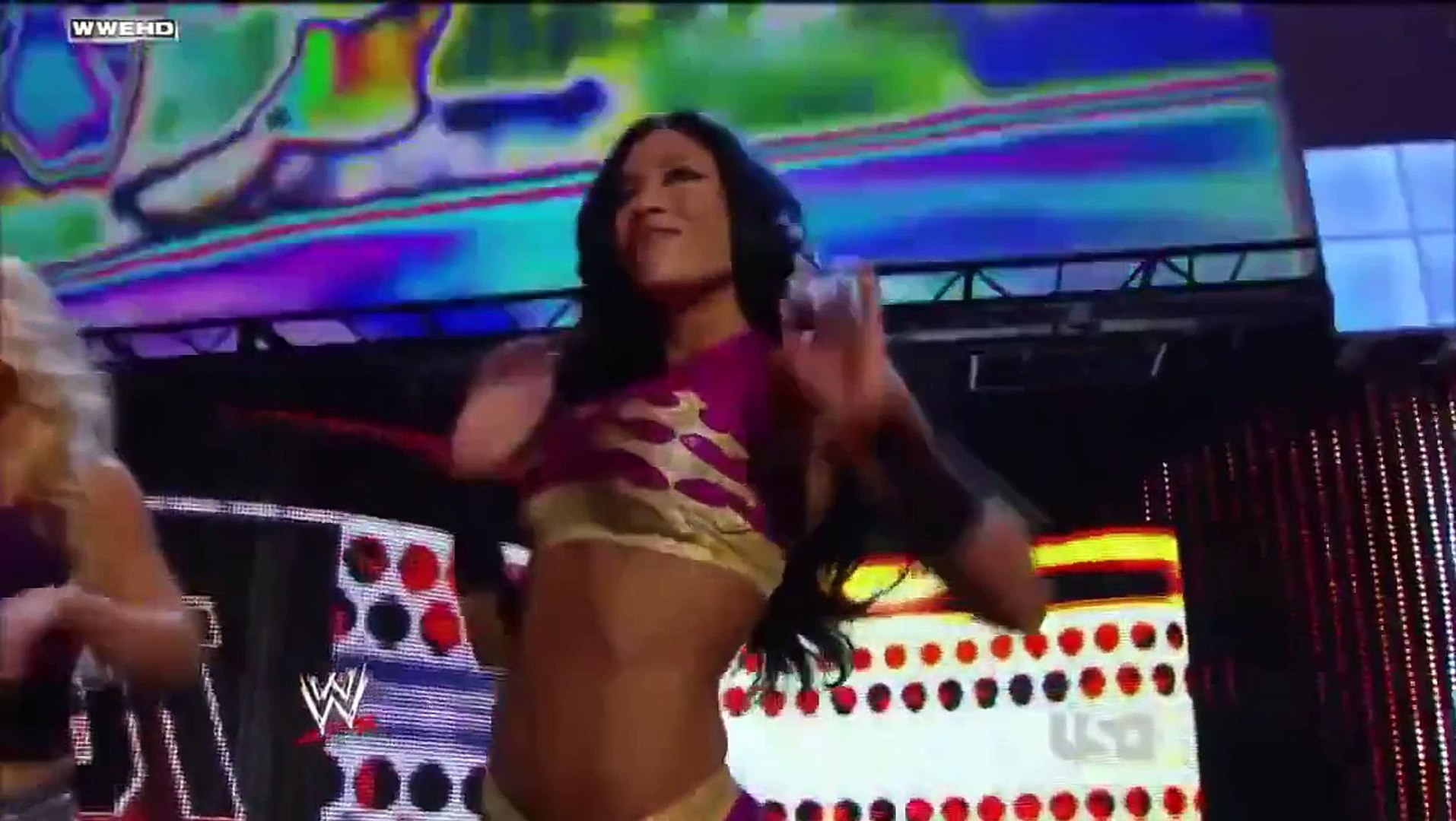 Melina w/ Jillian Hall vs. Maria w/ Santino Marrella background