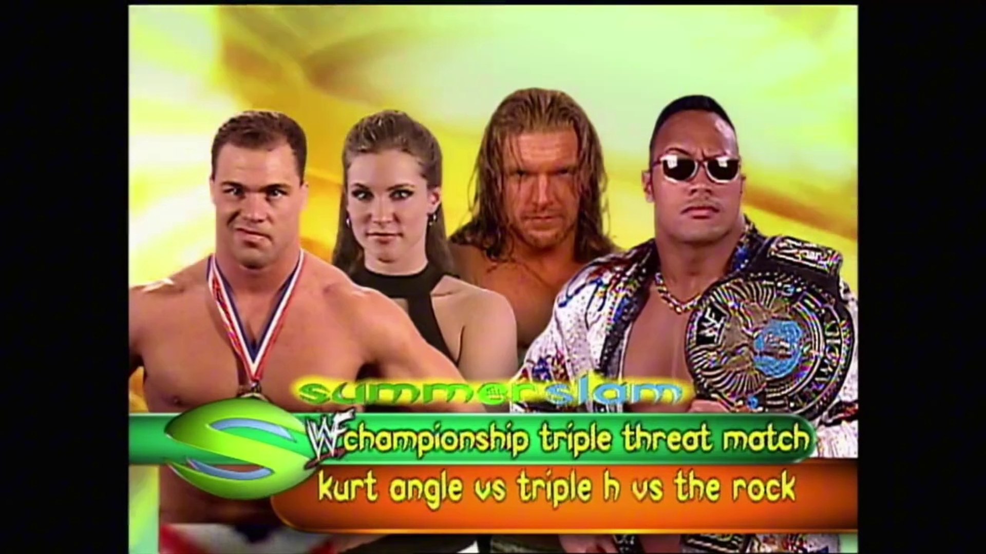 Triple H vs Kurt Angle vs The Rock WWF Title Triple Threat Match Summerslam 2000 27/8/00