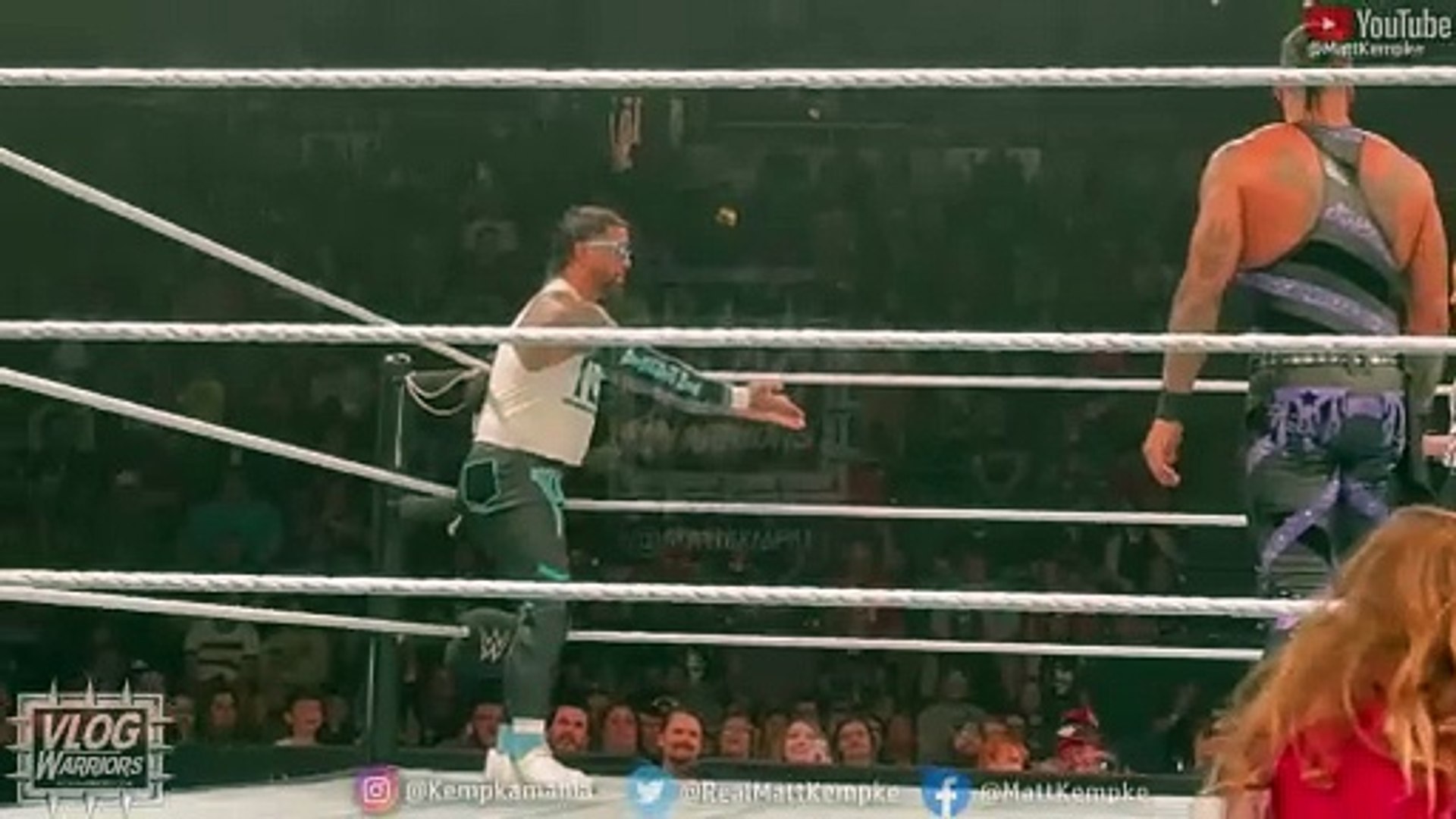Jey Uso gets referee, announcer and Damian Priest to YEET during WWE Live Event! background