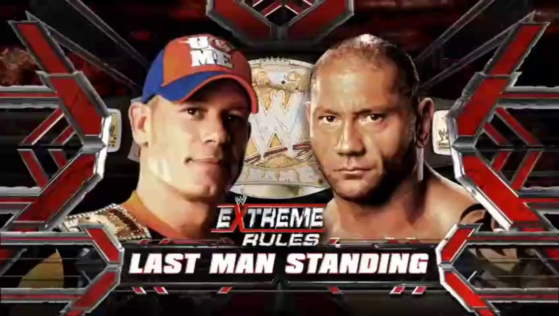 WWE Extreme Rules 2010 - Batista vs John Cena (Last Man Standing Match, WWE Championship) backdrop