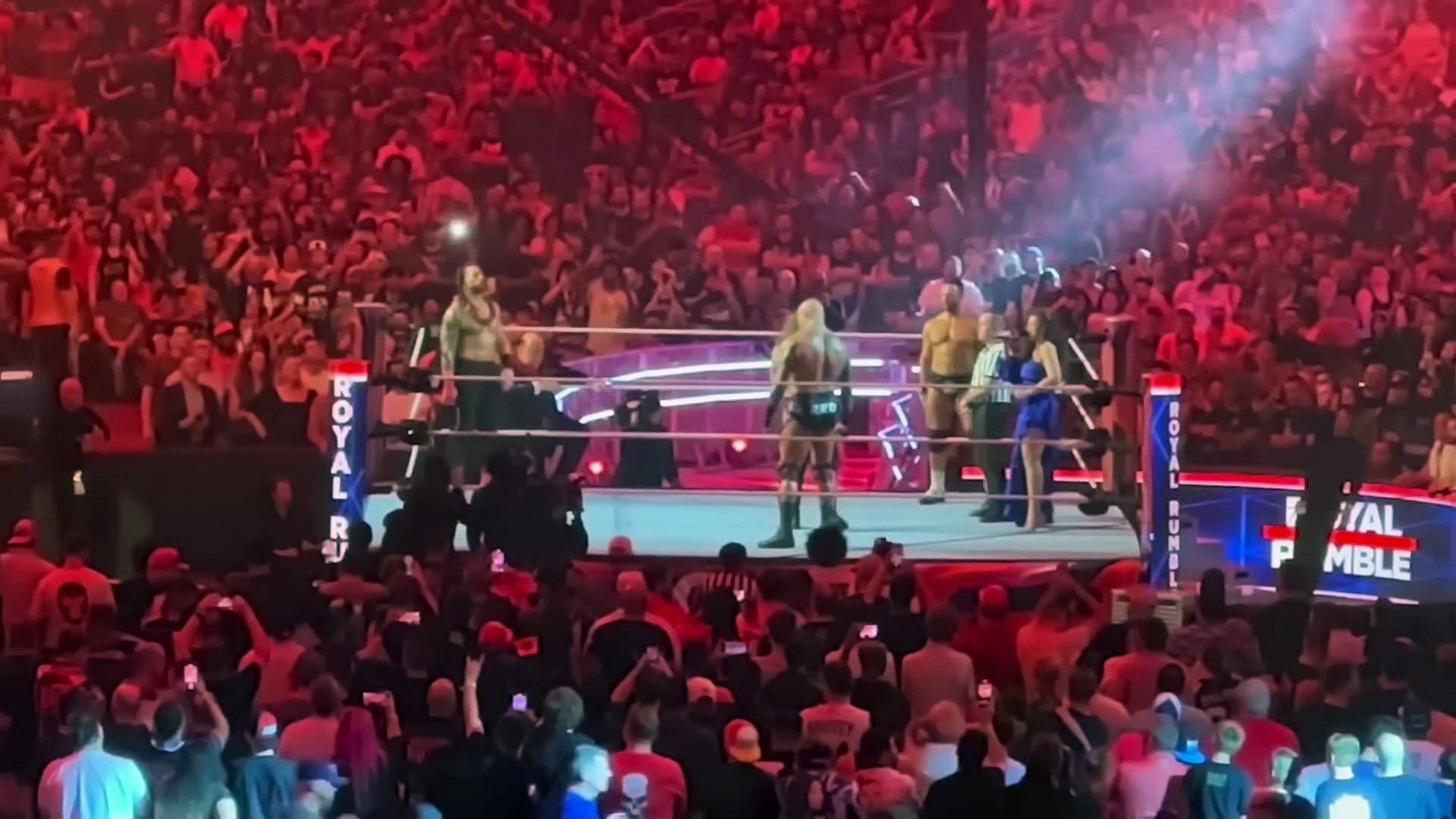 Roman Reigns vs Randy Orton vs AJ Styles vs LA Knight Full Match - WWE Royal Rumble 1/27/2024 background