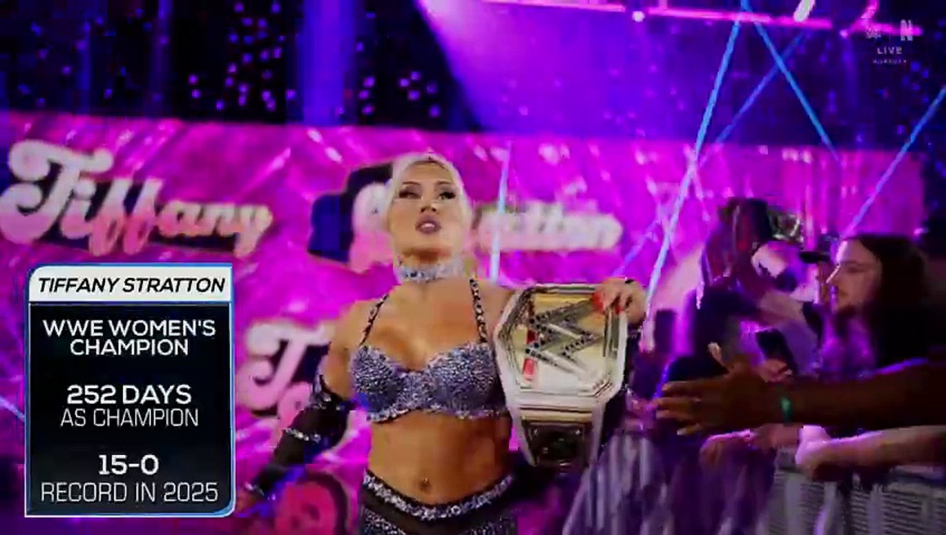 Tiffany Stratton vs. Jade Cargill - WWE Women's Championship - SmackDown September 12, 2025 background