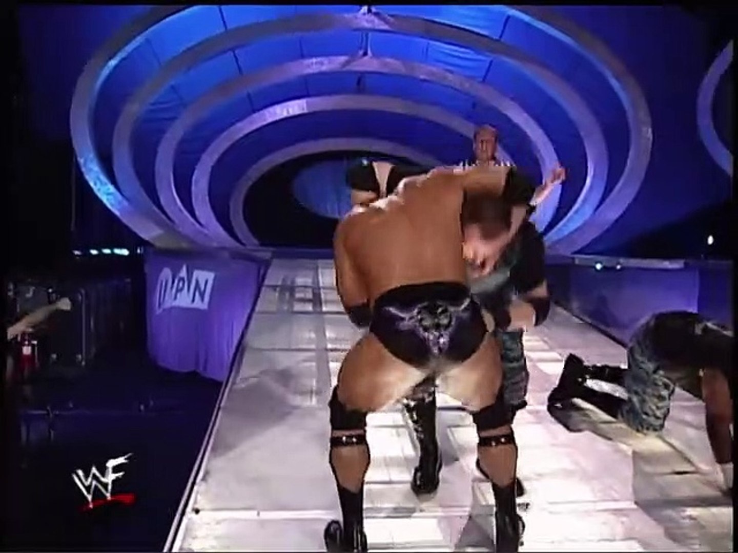 The Rock vs. Dudley Boyz background