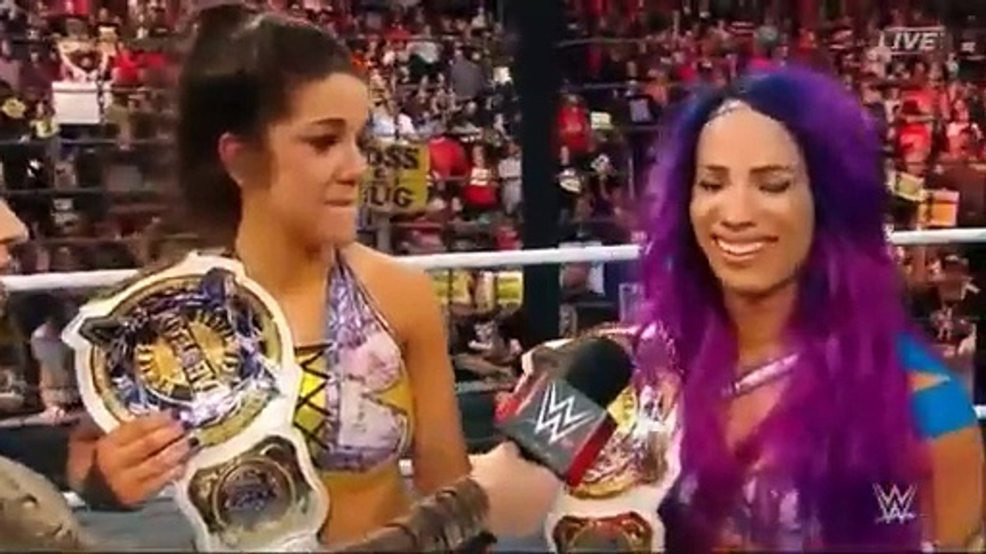 Sasha Banks and Bayley Post Match Interview background