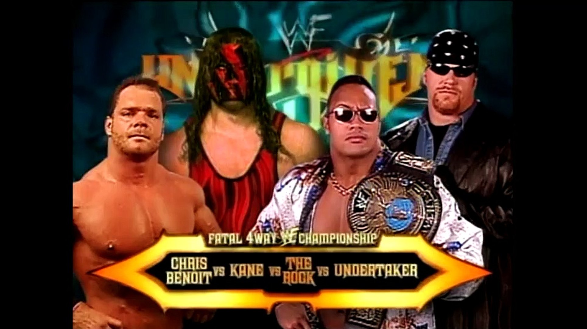 The Rock vs. The Undertaker vs. Kane vs. Chris Benoit (Unforgiven 2000) backdrop