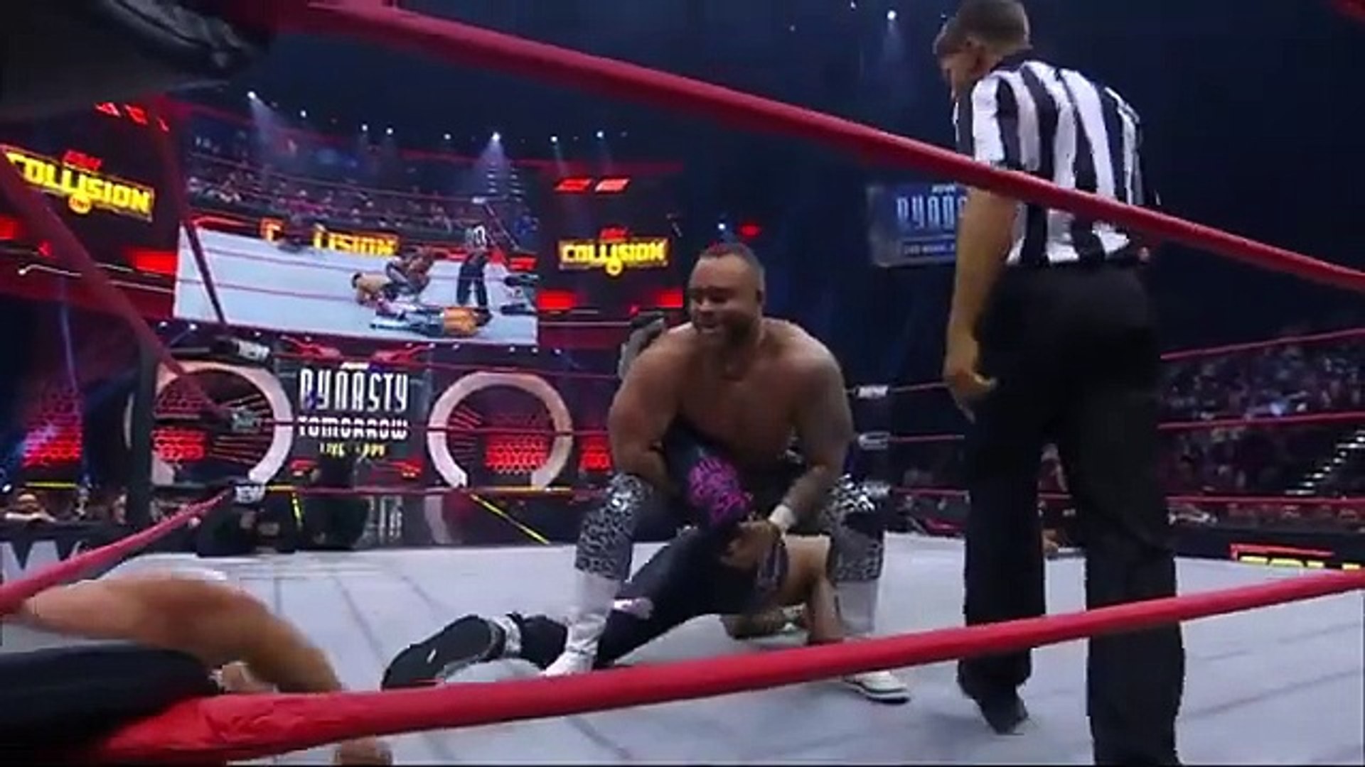 Before tAcclaimed vs The Gunns! 42024 AEW Collision background