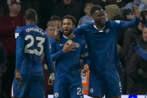 [Goal] Breaks the deadlock! Reece James takes the corner, Joao Pedro flicks it into the net