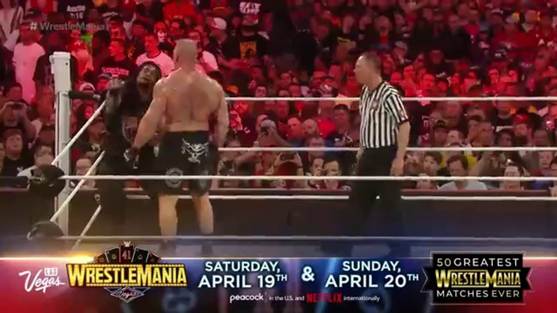 Brock Lesnar Smashing Roman Reigns At WrestleMania backdrop