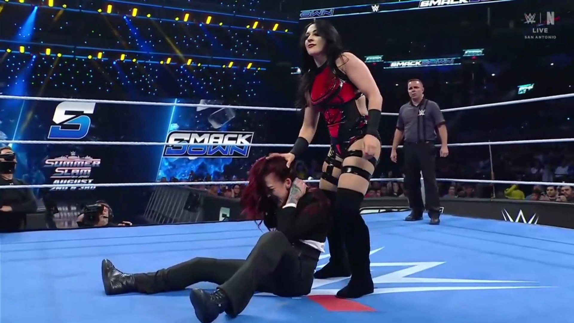 WWE Smack Down _July 18, 2025 - Stephanie Vaquer Vs Alba Fyre (Secret Hervice) background