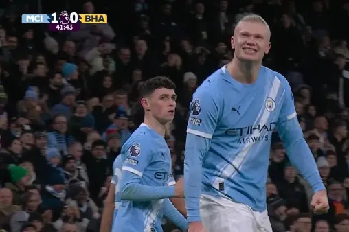 [Goal] Doku's dribble wins penalty, Haaland converts to score 150th goal for Manchester City