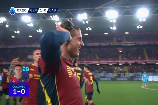 [Goal] Dream start! Colombo scores with a tight-angle push shot