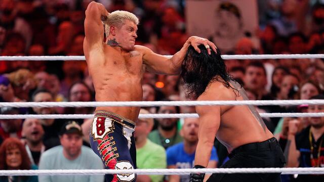 Roman Reigns vs. Cody Rhodes - Undisputed WWE Universal Championship Match: WrestleMania 39 Sunday Highlights background