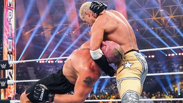 Brock Lesnar stops Cody Rhodes’ third Cross Rhodes in its tracks: WWE Night of Champions highlights background