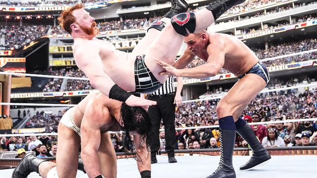 Gunther vs. Drew McIntyre vs. Sheamus - Intercontinental Championship Triple Threat Match: WrestleMania 39 Sunday Highlights background