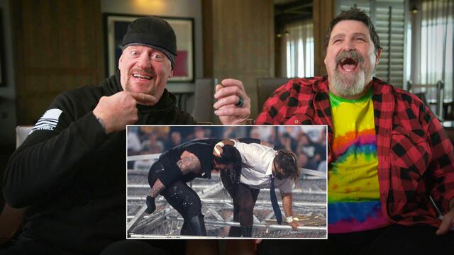 The Undertaker and Mick Foley watch iconic Hell in a Cell Match: WWE Playback background