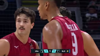 Slovenia’s Umaut DIVES FOR BALL SAVE, USA’s Champlin FINISHES | 2025 FIVB Men’s World Championship