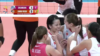 Galanza, Valdez's VETERAN PROWESS for Creamline vs. Farm Fresh in Set 2 | 2025 PVL on Tour background