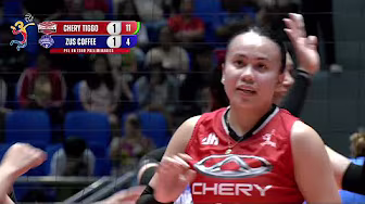 Baby Jyne Soreño STARTS HOT for Chery Tiggo vs. ZUS Coffee in Set 3 đ„ | 2025 PVL on Tour background