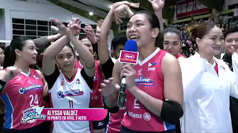 Alyssa Valdez hosts her post-game interview in Creamline win vs. Chery Tiggo | 2025 PVL on Tour background