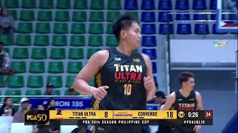 Damie Cuntapay BACK-TO-BACK TREYS for Titan Ultra vs. Converge | PBA Season 50 Philippine Cup background