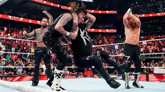Kevin Owens & Sami Zayn vs. The Judgment Day - Undisputed WWE Tag Team Title Match: Raw highlights, July 17, 2023 background