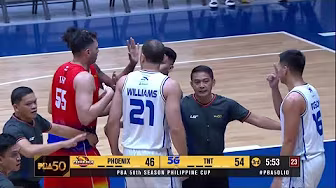 Tuffin, Pogoy MILD SCUFFLE in Q3 of TNT-Phoenix game | PBA Season 50 Philippine Cup background