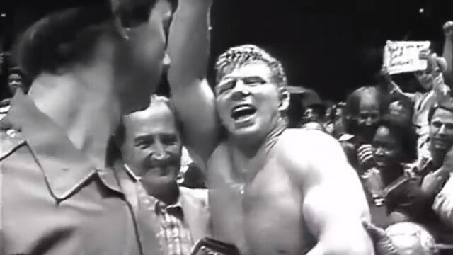 Bob Backlund escapes the Superfly Splash in a steel cage - June 28, 1982