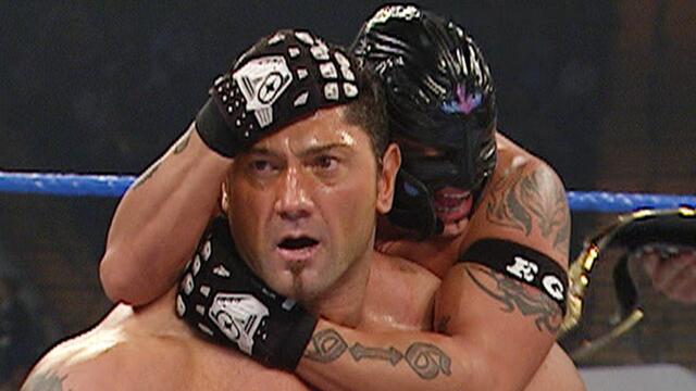 Batista & Rey Mysterio vs. MNM: WWE Tag Team Championship Match - SmackDown, December 16, 2005 backdrop